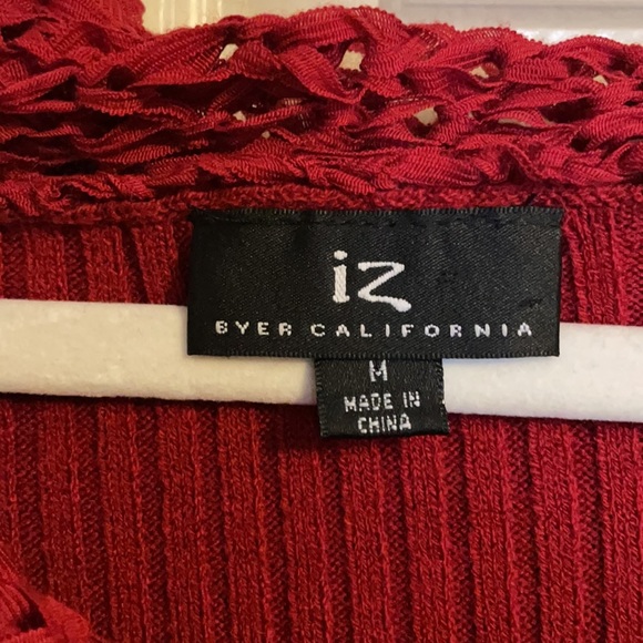 IZ Byer California red tunic sweater size Medium 3/4 sleeves - Picture 4 of 11